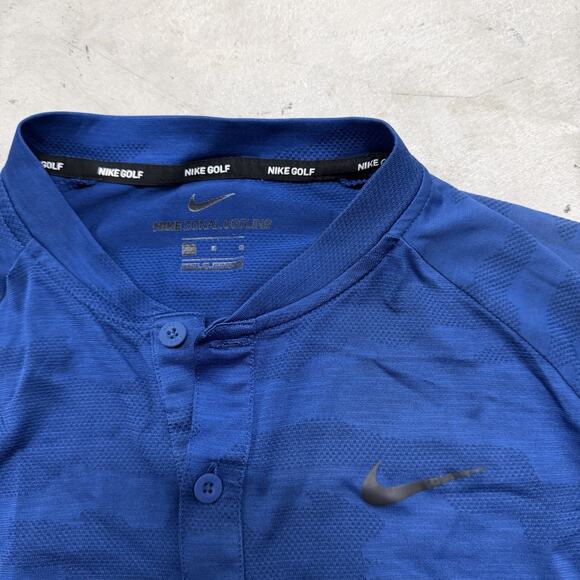 Nike Tiger Woods TW Polo Shirt Blue Camo Zonal Cooling Blade Collar Mens Medium - Picture 5 of 8
